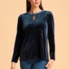 Velvet Keyhole Top -Blue Illusion 7A VELVETKEYHOLETOP 2538