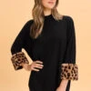 Leopard Faux Fur Trim Poncho 1 Leopard Faux Fur Trim Poncho -Blue Illusion 7B ANIMALFAURFURTRIMPONCHO 1048