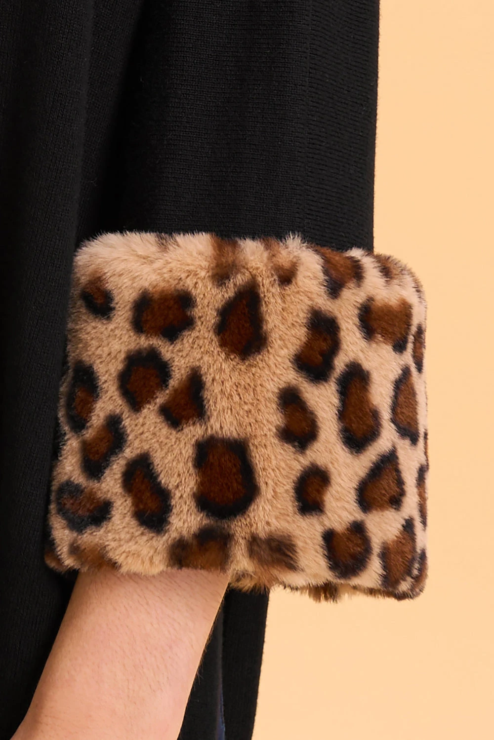 Leopard Faux Fur Trim Poncho 4 Leopard Faux Fur Trim Poncho - Image 2