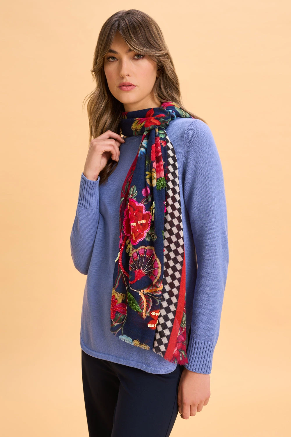 Beaded Floral Scarf 4 Beaded Floral Scarf - Image 2