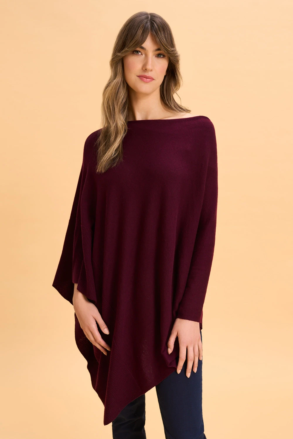 Cherry Ribbed Merino Poncho 3 Cherry Ribbed Merino Poncho