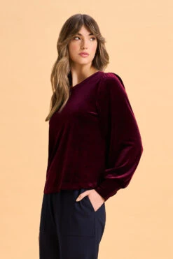 Velvet Button Back Top -Blue Illusion 7B VELVETBUTTONBACKTOP 0763