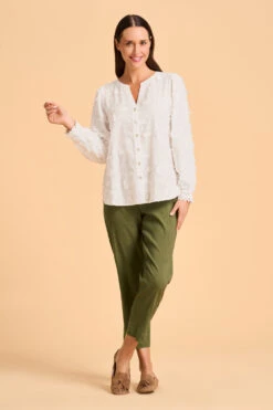 Embroidered Floral Blouse -Blue Illusion 8B EMBROIDEREDFLORALBLOUSE 1358