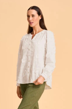 Embroidered Floral Blouse -Blue Illusion 8B EMBROIDEREDFLORALBLOUSE 1386