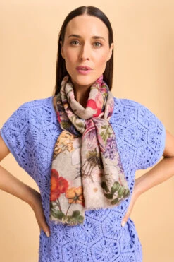 Floral Zebra Border Scarf -Blue Illusion 8B FLORALZEBRABORDERSCARF 1971