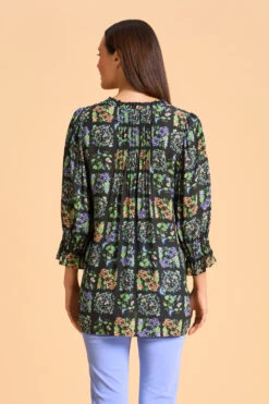 Printed Frill Detail Tunic -Blue Illusion 8B PRINTEDFRILLDETAILTUNICK 1804