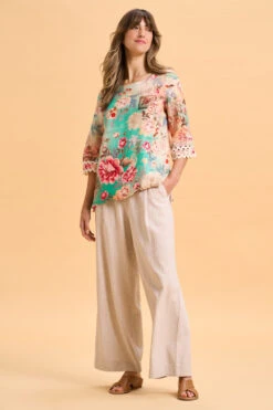 Linen Cuff Detail Top 11 Linen Cuff Detail Top -Blue Illusion 8L LINENCUFFDETAILTOP 1795