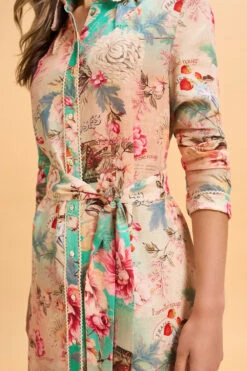 Linen Printed Shirt Dress -Blue Illusion 8L LINENPRINTEDSHIRTDRESS 1752