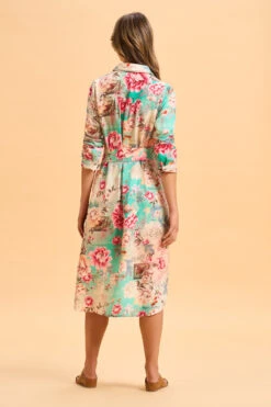 Linen Printed Shirt Dress -Blue Illusion 8L LINENPRINTEDSHIRTDRESS 1778