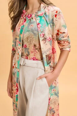 Linen Printed Shirt Dress -Blue Illusion 8L LINENPRINTEDSHIRTDRESS 1980 crop