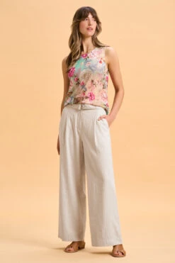 Linen Wide Leg Pant -Blue Illusion 8L LINENWIDELEGPANT 1858