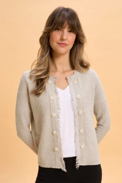 Fringe Linen Cardigan 11 Fringe Linen Cardigan -Blue Illusion 8O FRINGELINENCARDIGAN 1435