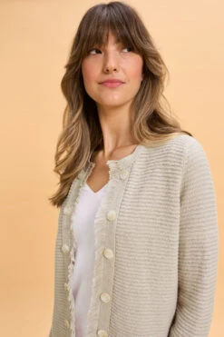 Fringe Linen Cardigan 12 Fringe Linen Cardigan -Blue Illusion 8O FRINGELINENCARDIGAN 1438