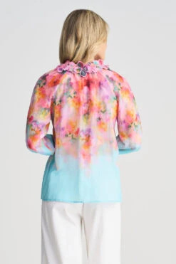 Cotton Silk Printed Blouse 10 Cotton Silk Printed Blouse -Blue Illusion 9A COTTONSILKPRINTEDBLOUSE 1595