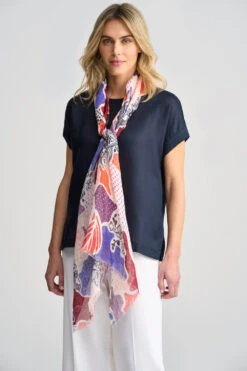 Dot Floral Printed Scarf -Blue Illusion 9A DOTFLORALPRINTEDSCARF 1762