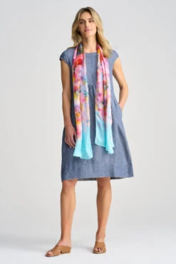 Floral Watercolour Scarf -Blue Illusion 9A FLORALWATERCOLOURSCARF 1507