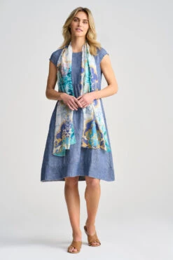 French Artist Silk Scarf -Blue Illusion 9A FRENCHARTISANSILKSCARF 1489