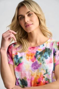 Printed Linen T-Shirt 13 Printed Linen T-Shirt -Blue Illusion 9A PRINTEDLINENTSHIRT 1865