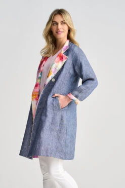 Reversible Linen Coat -Blue Illusion 9A REVERSIBLELINENCOAT 1331