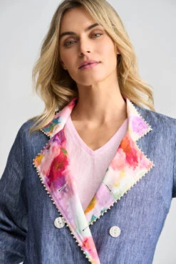 Reversible Linen Coat -Blue Illusion 9A REVERSIBLELINENCOAT 1368