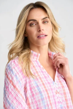 Seersucker Check Top -Blue Illusion 9A SEERSUCKERCHECKTOP 0588