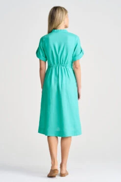 Tie Waist French Linen Dress -Blue Illusion 9A TIEWAISTFRENCHLINENDRESS 0410