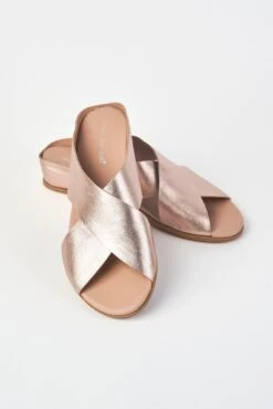 Harli Rose Gold Cross Strap Flat -Blue Illusion BIe com13.090575