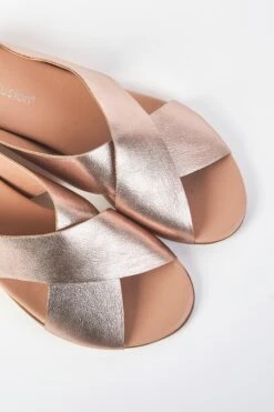 Harli Rose Gold Cross Strap Flat -Blue Illusion BIe com13.090577