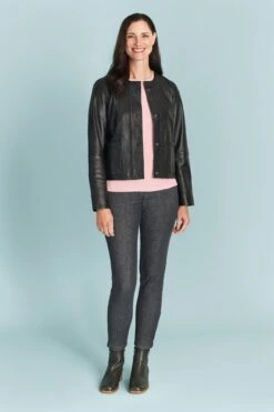 Braid Detail Leather Jacket 12 Braid Detail Leather Jacket -Blue Illusion BRAIDDETAILLEATHERJACKET2832edit