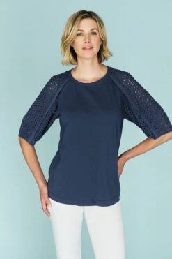 Broderie Sleeve T-Shirt