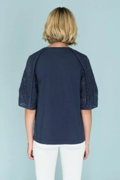 Broderie Sleeve T-Shirt 9 Broderie Sleeve T-Shirt -Blue Illusion BRODERIESLEEVETSHIRT8499edit