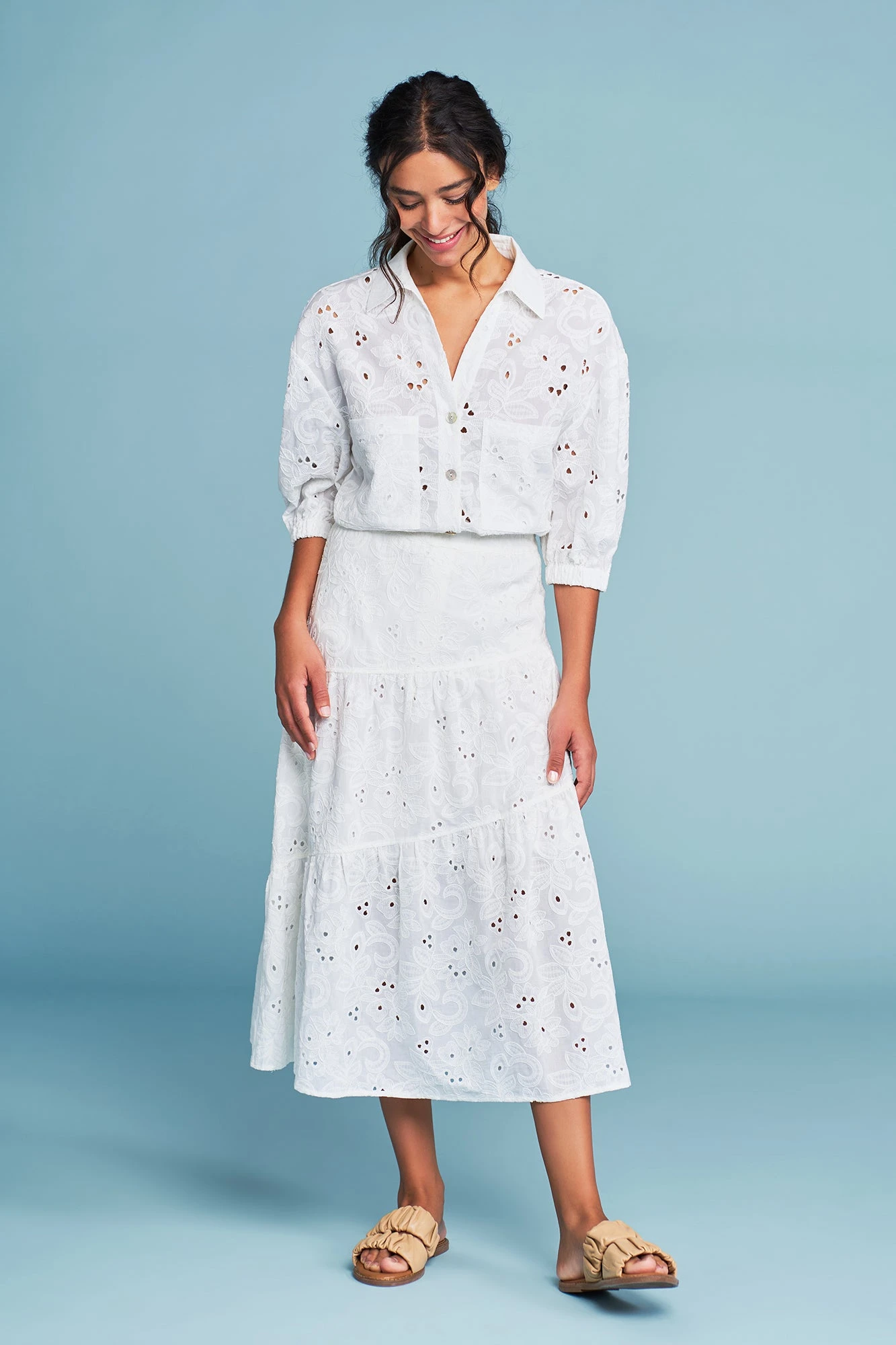 Broderie Tier Cotton Skirt 9 Broderie Tier Cotton Skirt - Image 7