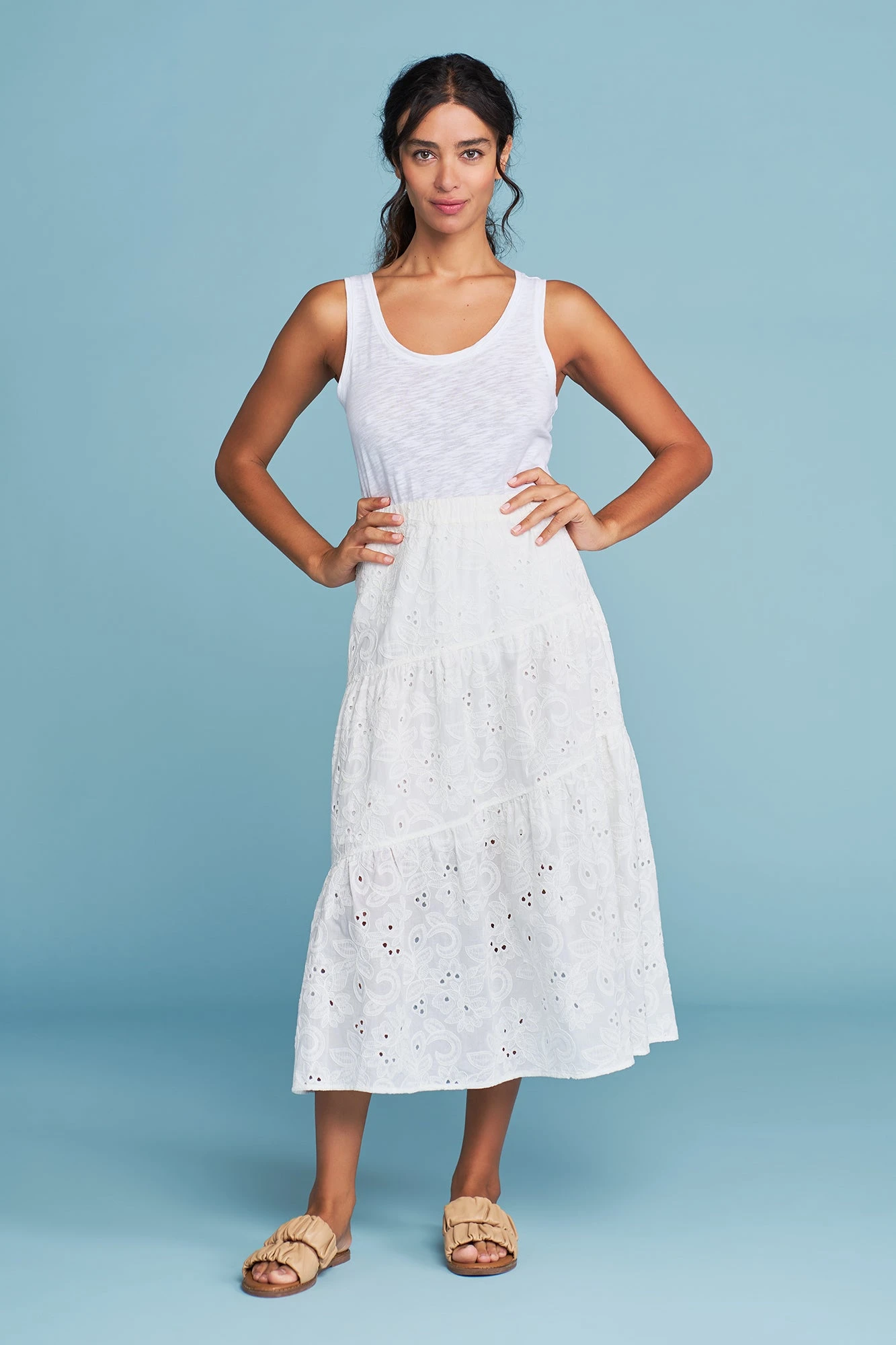 Broderie Tier Cotton Skirt 5 Broderie Tier Cotton Skirt - Image 3