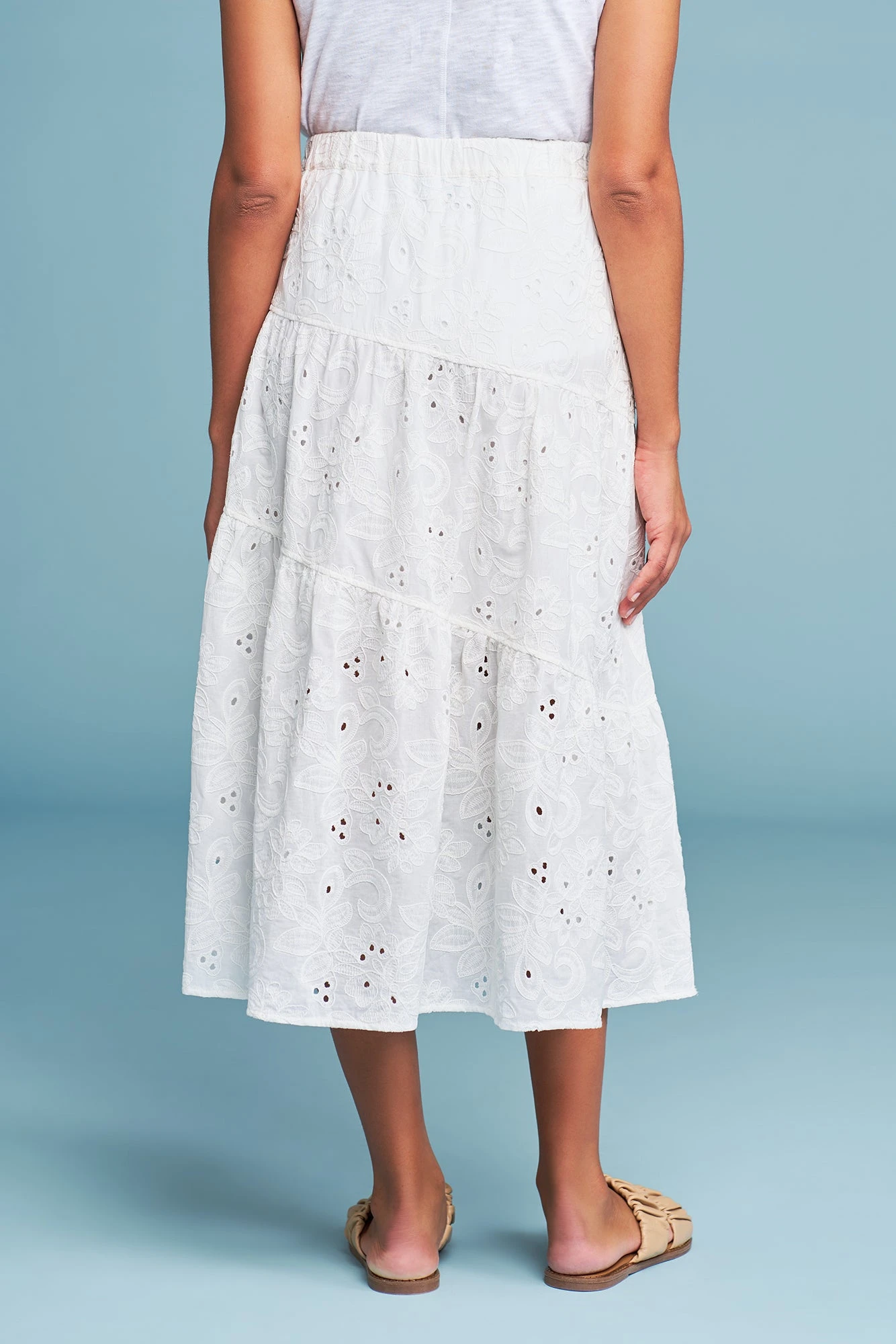 Broderie Tier Cotton Skirt 7 Broderie Tier Cotton Skirt - Image 5