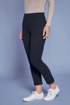 7/8th Button Back Ponte Pant 8 7/8th Button Back Ponte Pant -Blue Illusion BUTTONBACKPONTEPANT4638edit