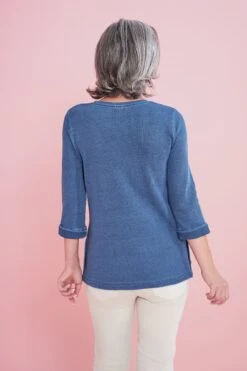 Button Detail Cotton T-Shirt -Blue Illusion BUTTONDETIALCOTTONSHIRT5476edit