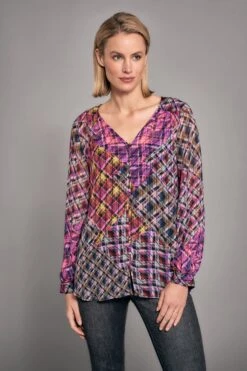 Button Front Sheer Blouse