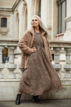 Drawstring Georgette Print Dress