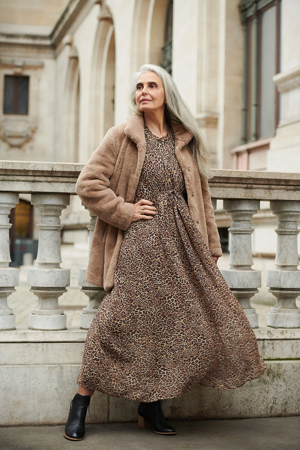 Drawstring Georgette Print Dress 3 Drawstring Georgette Print Dress