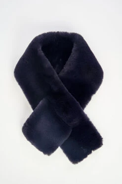 Navy Faux Fur Collar