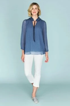 Clipped Jacquard Blouse -Blue Illusion CLIPPEDJACQUARDBLOUSE8535edit