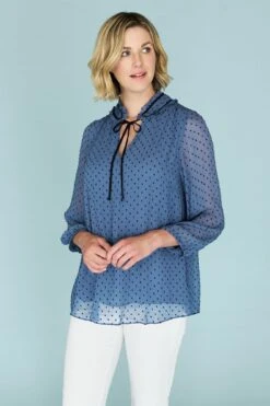 Clipped Jacquard Blouse -Blue Illusion CLIPPEDJACQUARDBLOUSE8549edit
