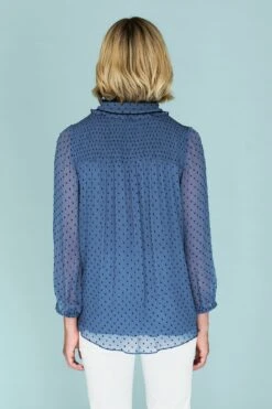Clipped Jacquard Blouse -Blue Illusion CLIPPEDJACQUARDBLOUSE8566edit