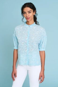 Cotton Broderie Shirt -Blue Illusion COTTONBRODERIESHIRT1321edit