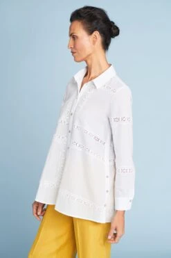 Cotton Embroidered Shirt -Blue Illusion COTTONEMBROIDEREDSHIRT0652edit