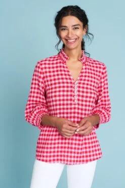 Cotton Gingham Blouse 9 Cotton Gingham Blouse -Blue Illusion COTTONGINGHAMBLOUSE1172edit