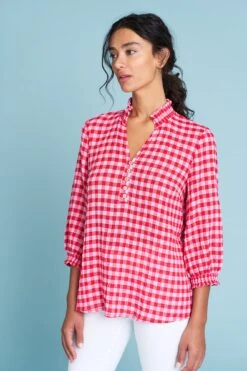 Cotton Gingham Blouse 10 Cotton Gingham Blouse -Blue Illusion COTTONGINGHAMBLOUSE1188edit