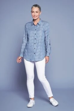 Embroidered Chambray Shirt -Blue Illusion EMBROIDEREDCHAMBRAYSHIRT4431edit