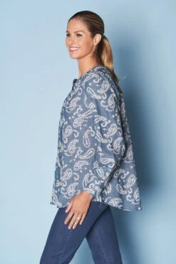 Embroidered Cotton Shirt -Blue Illusion EMBROIDEREDCOTTONSHIRT1560edit