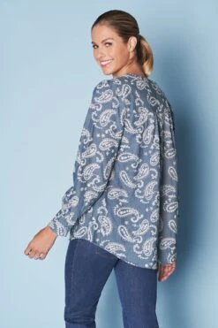 Embroidered Cotton Shirt -Blue Illusion EMBROIDEREDCOTTONSHIRT1572edit